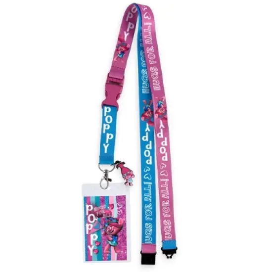 Trolls Lanyard Poppy Hugs Breakaway Badge ID Holder With 1 1/2" Rubber Charm Multicolored image {5}
