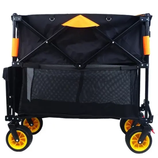 Gulches Extra Long Folding Wagon Cart - Black & Orange, 52.7"L x 19.7"W x 50.9"H, 450lbs Capacity image {5}