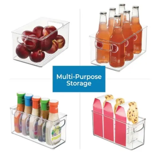 iDESIGN 4pc 10"x8"x5" Recycled Plastic Organizer Bin Set: Clear Kitchen Storage & Organization, Dishwasher-Safe image {4}