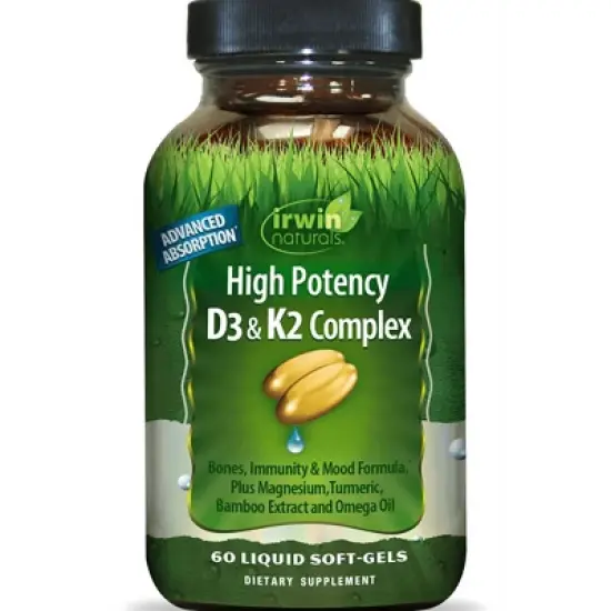 Irwin Naturals Dietary Supplements High Potency D3 & K2 Complex Softgel 60ct image {2}