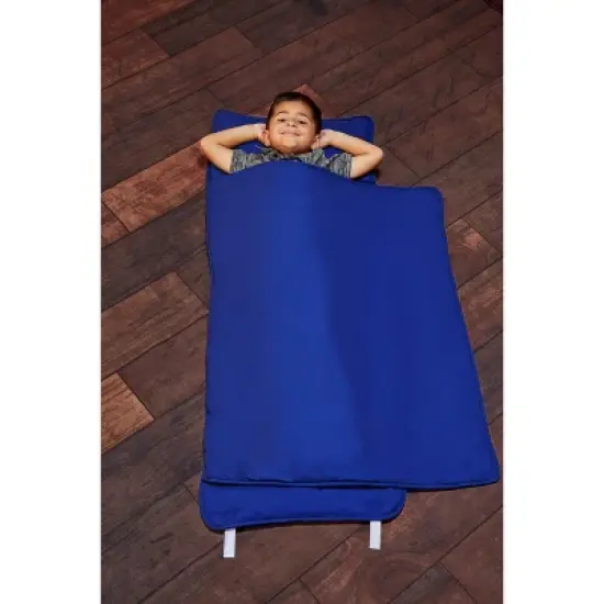 Everyday Kids Navy Nap Mat with Removable Pillow &ndash; Soft, Roll-Up Sleeping Bag with Handle and Straps &ndash; For Kids Ages 3&ndash;6, Preschool & Travel image {10}