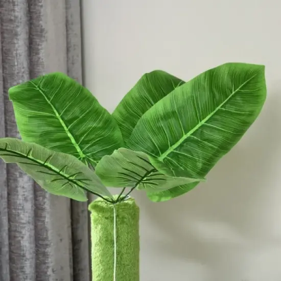 YOOCOZZ PawHut 56" Cat Tree for Indoor Cats with Hammock, Cat Tower with Scratching Post, Platforms, Play Ball and Anti-tipping Device-Green image {2}