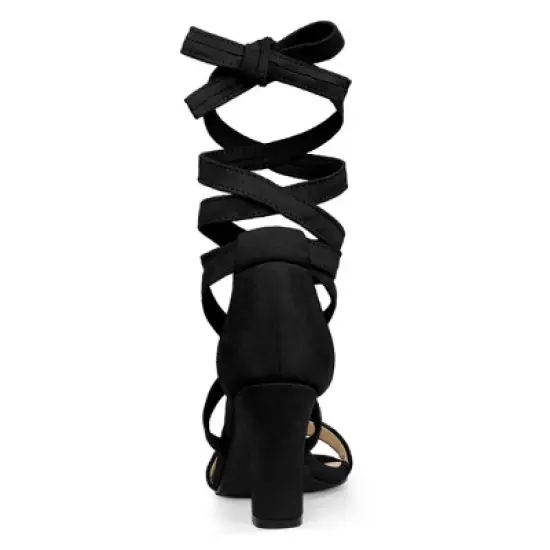Allegra K Women's Lace Up Block Heels Sandals image {3}