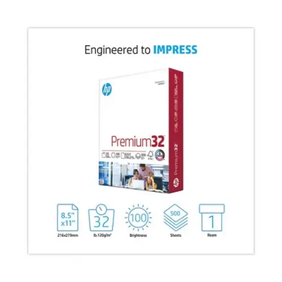 HP Premium Choice LaserJet Paper, 100 Bright, 32 lb Bond Weight, 8.5 x 11, Ultra White, 500/Ream image {1}