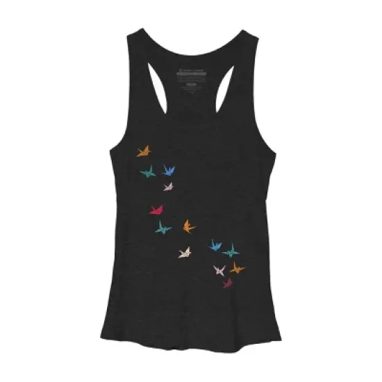 Women's Design By Humans Flying Paper Cranes Birds By Magnussons Racerback Tank Top image {10}