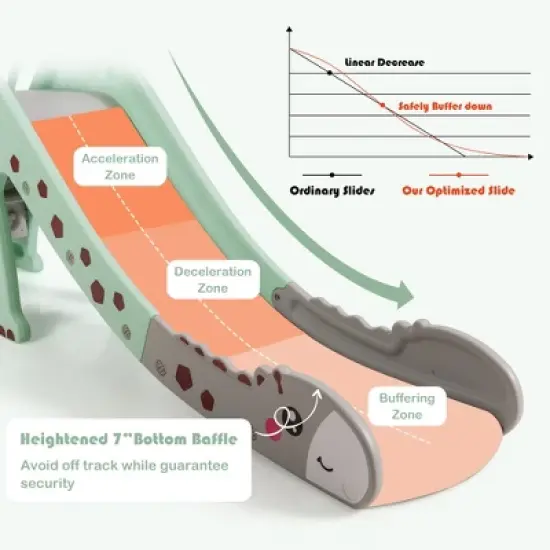 Costway 3 in 1 Kids Climber Slide Play Set w/ Basketball Hoop Indoor Outdoor Yellow/Green image {6}