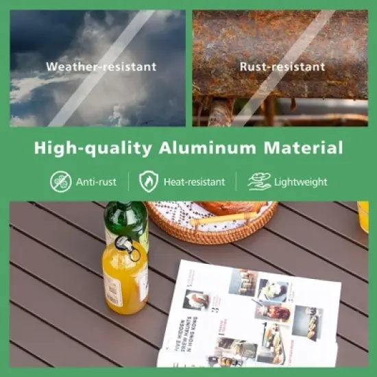 Costway 4-6 Person Portable Aluminum Camping Table Lightweight Roll Up Table Grey/Brown image {4}
