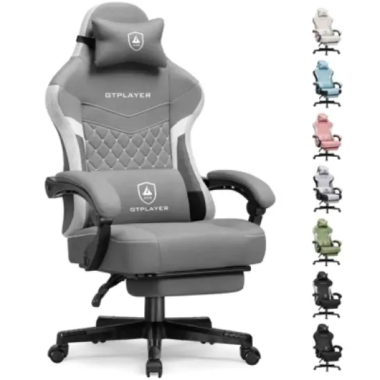 GTPLAYER Gaming Chair with Footrest, Premium Breathable Fabric, Waist Support, Linkage Armrest image {12}