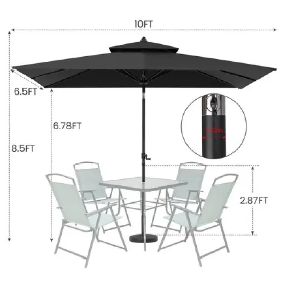 Crestlive Products 10 x 6.5 FT Double Top Patio Outdoor Umbrella  Rectangular Tilting Parasol Waterproof image {2}
