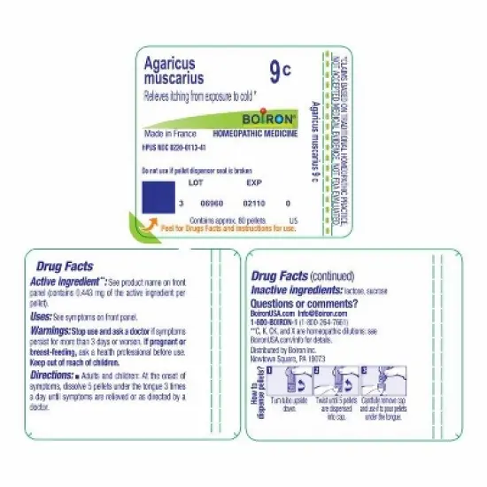 Agaricus Muscarius 9C by Boiron Homeopathic Single Medicine For First Aid  -  80 Pellet image {1}