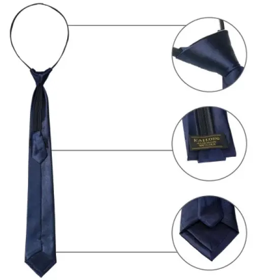 Allegra K Men&lsquo;s Adjustable Zipper Ties Solid Color Necktie Wide Tie image {3}