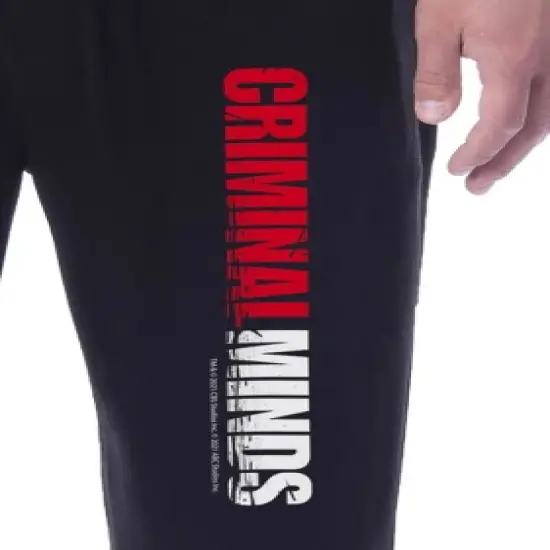 Criminal Minds Mens' TV Show Logo Title Sleep Pajama Pants Loungewear Black image {2}