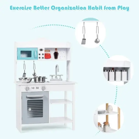 Costway Kids Kitchen Playset Cookware Cooking Set with Pots & Pans image {7}