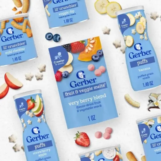 Gerber Baby Food Strawberry Apple & Banana Puffs Variety Pack Baby Snack - 4ct/1.48oz image {6}