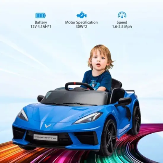 Kids Ride on Car, Licensed Corvette Battery Powered Car, 12V Toddles Electric Sports Car Toy with Remote Control image {1}