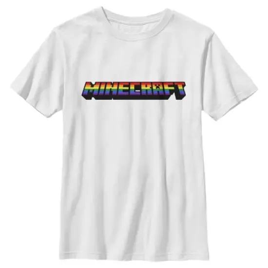 Kids Minecraft Rainbow Logo Pride T-Shirt image {3}