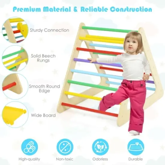 Costway 5 in 1 Toddler Playing Set Kids Climbing Triangle & Cube Play Equipment image {6}
