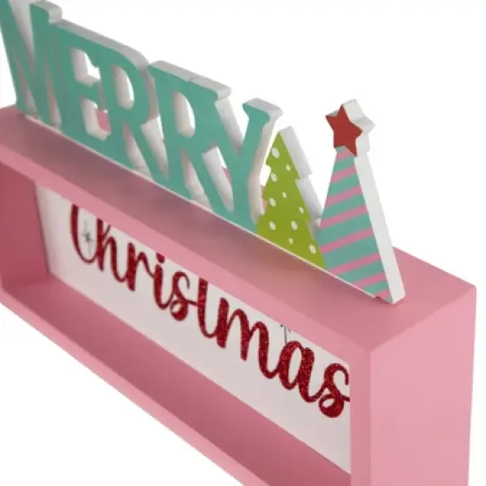 Northlight Lighted "Merry Christmas" Shadow Box Christmas Tree Decoration - 10" - Multicolor image {4}