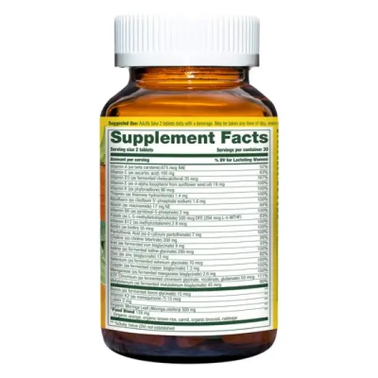 MegaFood Baby & Me 2 Postnatal with Choline, Folate & Iron Multivitamin Supplement - 60ct image {1}