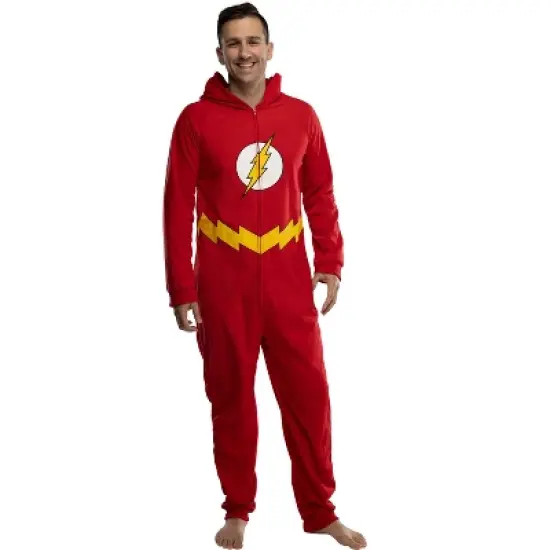 DC Comics Mens' Superhero Character Hooded Union Suit Footless Pajamas Costume image {3}