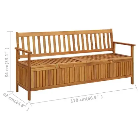vidaXL Patio Storage Bench 66.9" Solid Acacia Wood image {7}