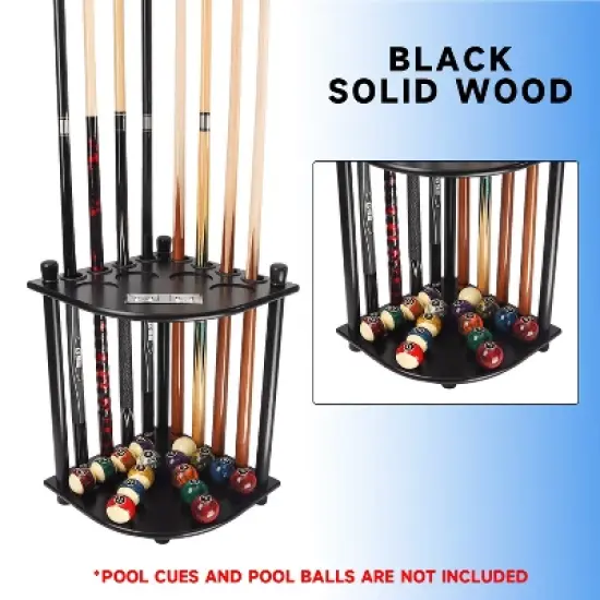 GSE Wooden Floor-Standing Billiard Pool Cue Rack with Score Counters &ndash; Holds 8 Cues and Full Pool Balls Set image {6}