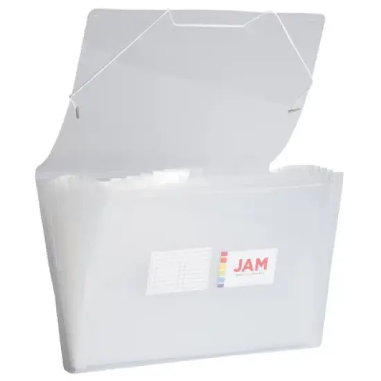 JAM Paper 10" x 15" 13 Pocket Plastic Expanding File Folder - Legal Size - Clear: Accordion Style, 100 Sheet Capacity image {4}