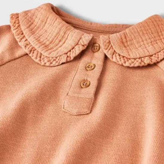 Grayson Collective Baby Girls' Collared Gauze Bubble Romper - Brown image {1}