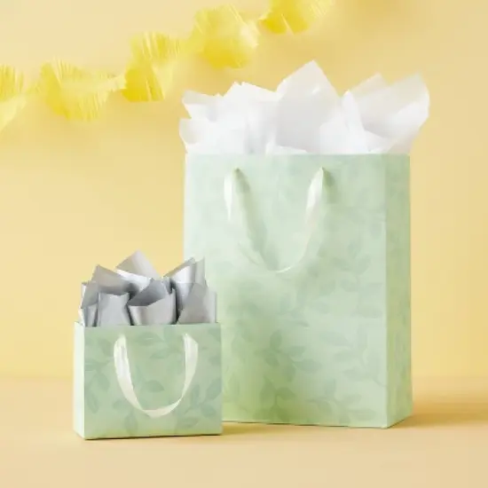 Green Leaf with Mirror Ink Large Gift Bag - Spritz&trade; image {1}