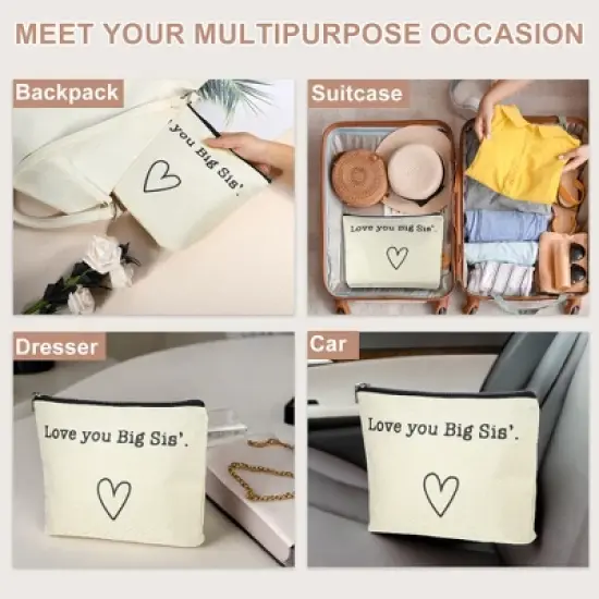 Unique Bargains Women's Birthday Makeup Bag Beige 1 Pc image {5}