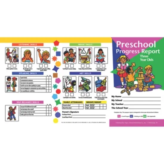 Hayes Publishing Preschool Progress Report, Three Year Olds, 10 Per Pack, 6 Packs image {1}