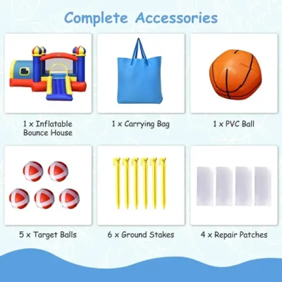 Costway Inflatable Castle Kids Bounce House w/ Slide Jumping & Playhouse Blower Excluded image {8}