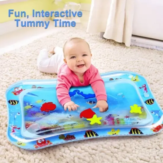 LotFancy Tummy Time Water Mat with Gift Box for Infants Toddlers Baby 3 Months+, 26x20 in image {6}