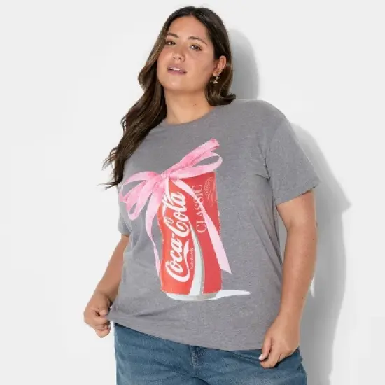 Women's Coca-Cola Bow Short Sleeve Graphic T-Shirt - Gray image {4}