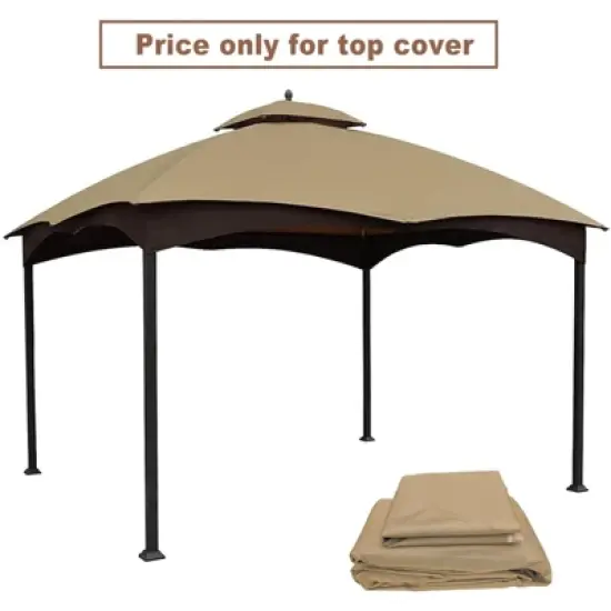 Replacement Canopy Top for Lowe's Allen Roth Heavy Duty Gazebo Roof Gazebo Top with Air Vent 10X12 Gazebo CoverReplacement Top Only (beige) image {3}