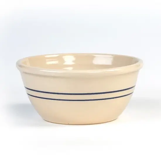 Martinez Pottery Hand-Turned Heritage Blue Stripe Stoneware Mixing Bowl 10" image {5}