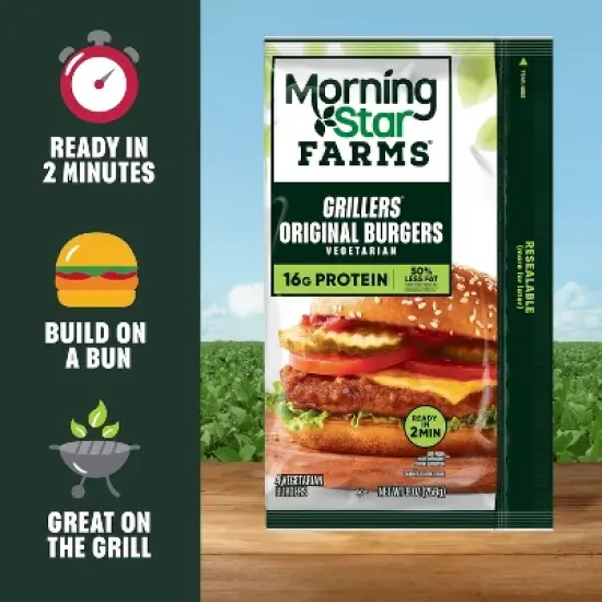 MorningStar Farms Frozen Veggie Burgers Grillers Original - 9oz/4ct image {4}