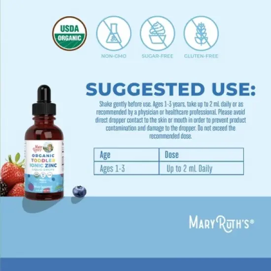 MaryRuth's Toddler Zinc Drops, Berry, Org, 2 oz image {2}