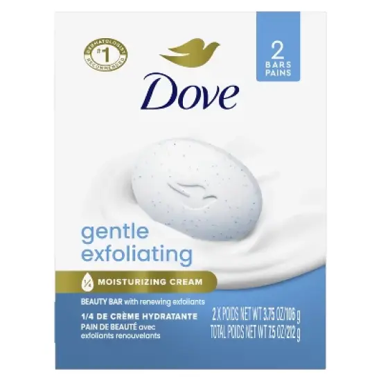 Dove Beauty Bar Gentle Exfoliating With Mild Cleanser, 3.75 oz, 2 Bars image {5}