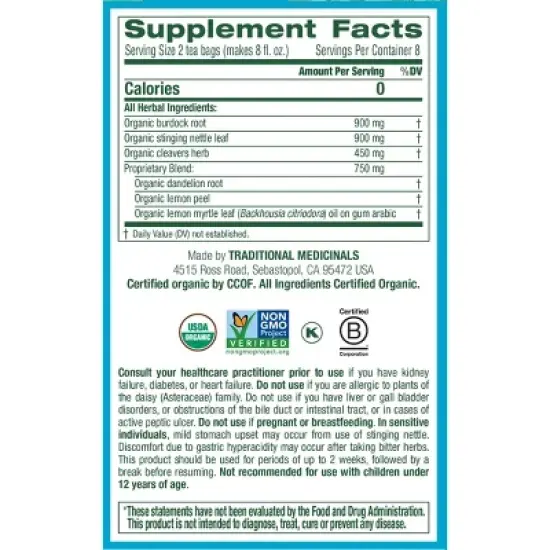 Traditional Medicinals Organic EveryDay Detox Lemon Herbal Tea - 16ct image {3}