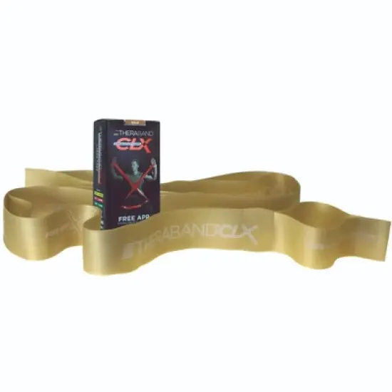 THERABAND CLX Band with Loops, 5 FT, Gold, Max Thickness, 14.2 LBS Resistance, Level 8, Latex Free image {6}