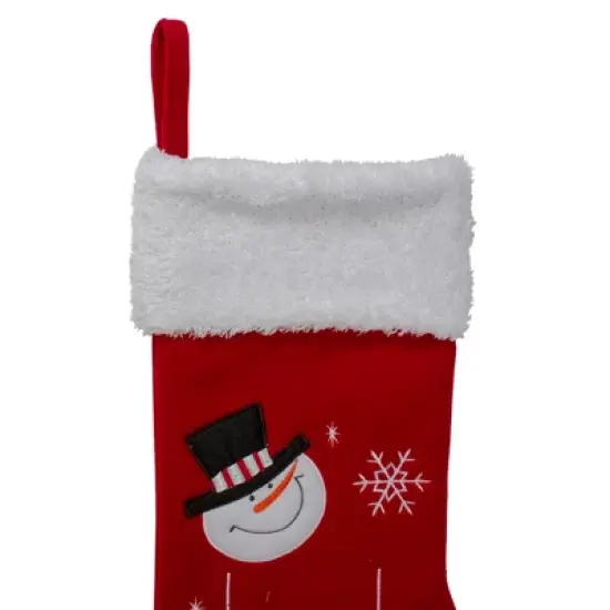 Northlight 19" Red and White Embroidered Snowmen Letter to Santa Christmas Stocking image {2}