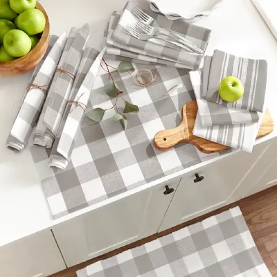 Farmhouse Living Stripe and Check Kitchen Towels, Set of 3 - 17" x 28" - Elrene Home Fashions image {2}