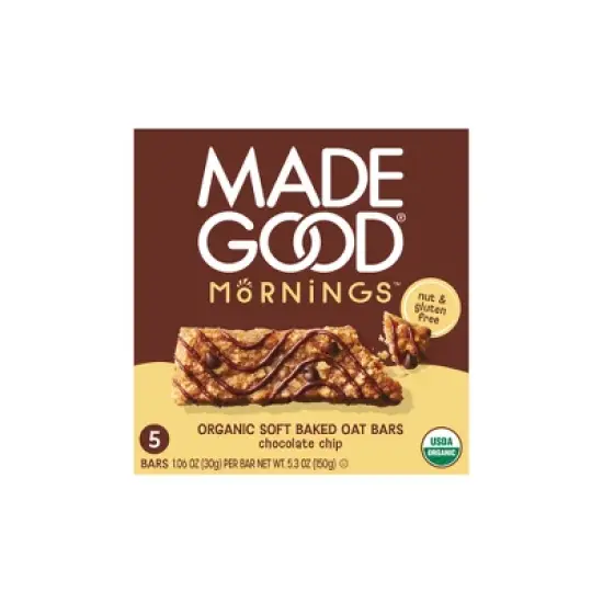 MadeGood Morning Chocolate Chip Bars - 5ct/5.3oz image {9}