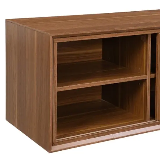 Gulches Walnut Mid-Century Modern Pet Friendly TV Stand with Extendable Table image {14}