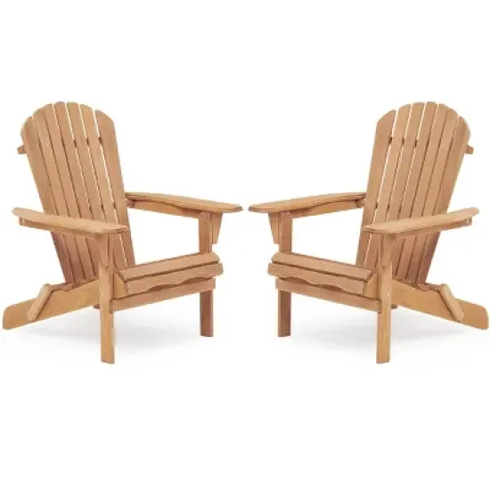 TIRAMISUBEST 2PCS Folding Beach Chairs - Solid Wood Patio Lounge Chairs for Backyard, Poolside & Fire Pit, Half-Assembled, Easy Storage image {8}