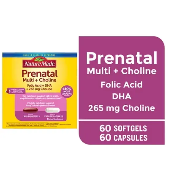 Nature Made Prenatal + Choline Softgel Capsule - 120ct image {9}