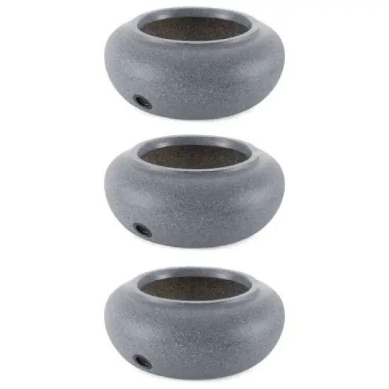 HC Companies Versatile 21 Inch Round Natural Decorative Plastic Outdoor Garden Hose Storage Pot with Side Hole, Granite (3 Pack) image {6}