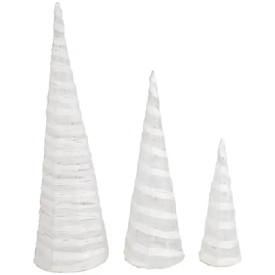 Northlight Glittered Cone Tree Christmas Decoration - 23.5 - White and Silver - Set of 3 image {3}