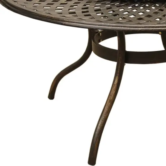 59" Contemporary Modern Mesh Lattice Aluminum Round Dining Table with Lazy Susan - Bronze - Oakland Living image {4}